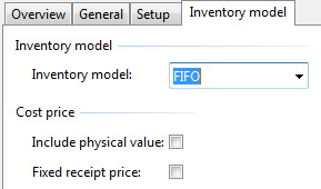 Inventory model tab