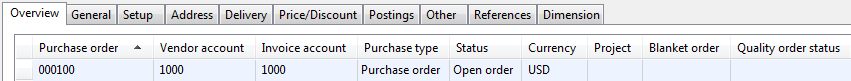 Purchase order header