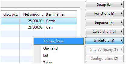 Inventory Transactions button