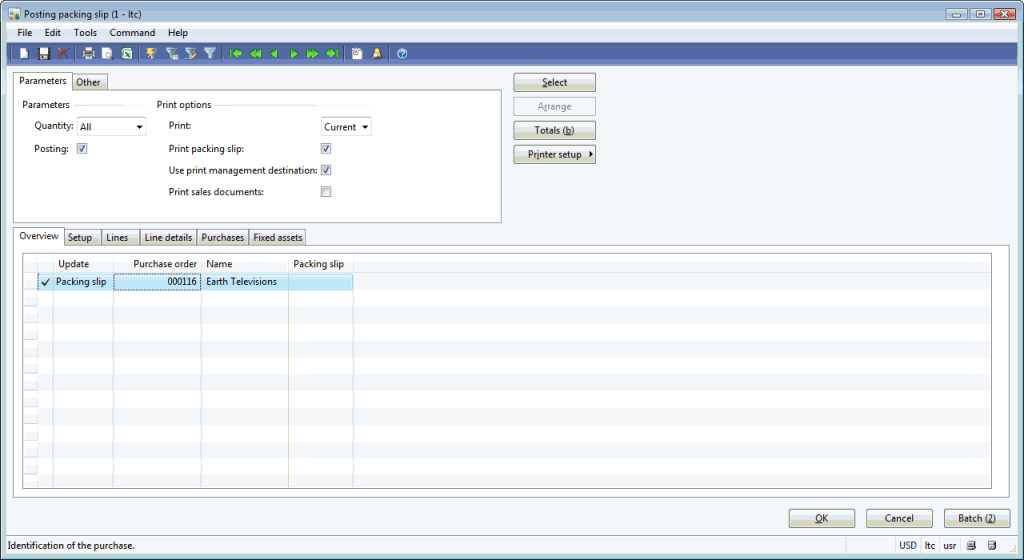 Posting packing slip form Dynamics AX Training