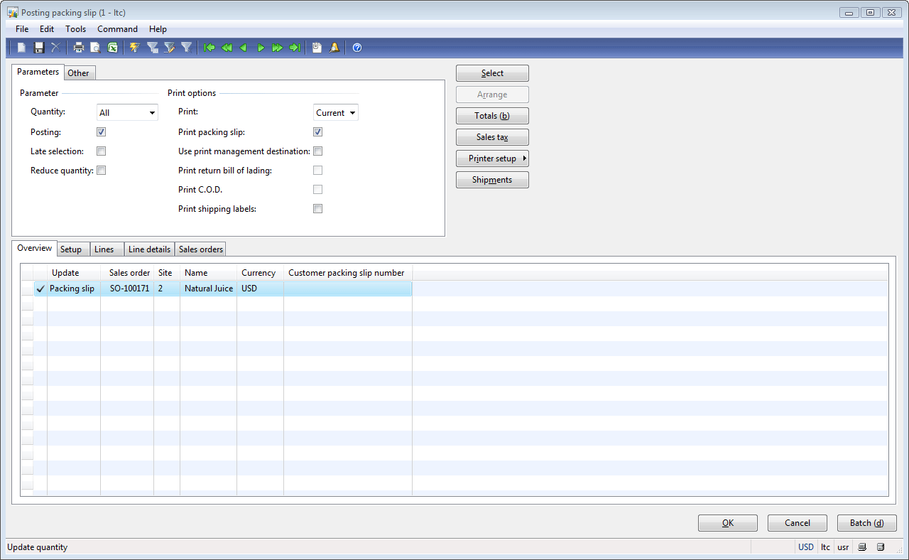 Post the Packing slip | Dynamics AX Training